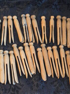 Vintage Collection of Wooden Clothespins (31 Total)